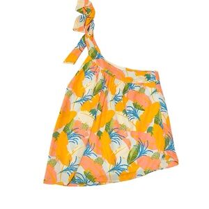 CARAMELA Tropical Print One Shoulder Blouse